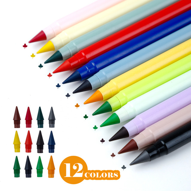 12 Colors Set Everlasting Pencil with Refill Unlimited Writing